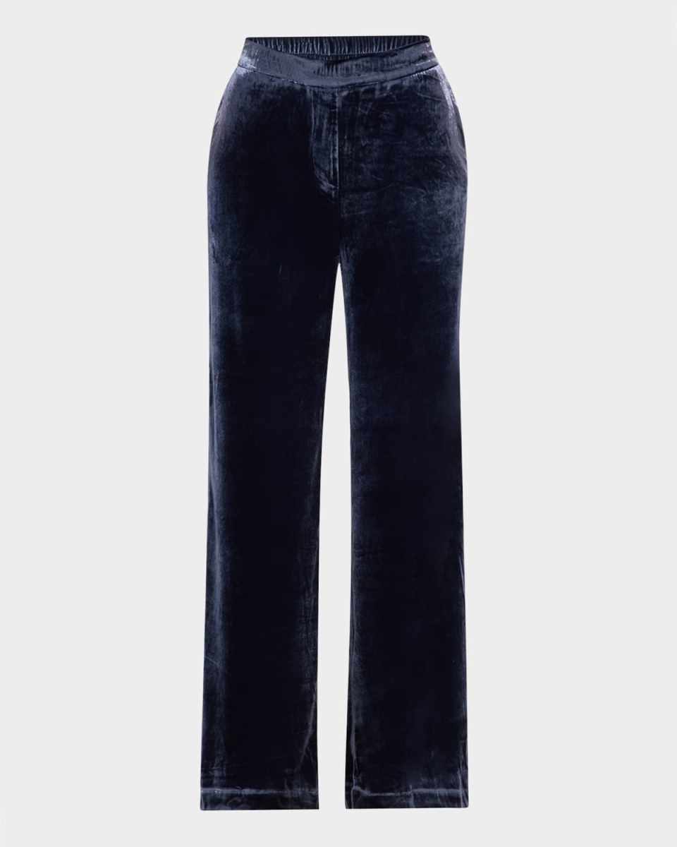 Nona Velvet Straight-Leg Pull-On Trousers